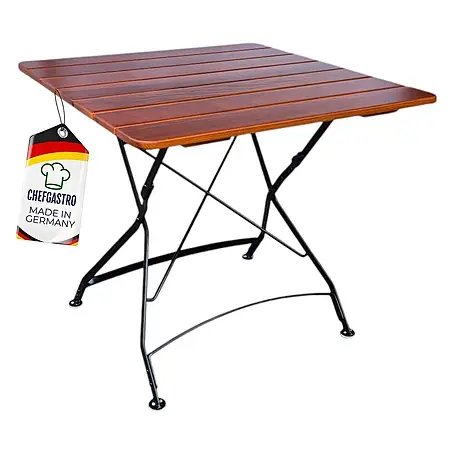 CHEFGASTRO  BAVARIA Made in Germany HxBxT 74x80x80cm klappbar wetterfest & UV-beständig Eschenholz Schwarz/Braun
