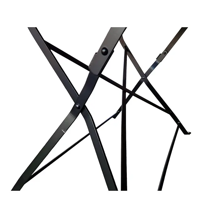 CHEFGASTRO BERGTAL Made in Germany HxBxT 74x120x70cm klappbar wetterfest & UV-beständig Eschenholz Schwarz/Braun 6 Personen -  - Schwarzes Metallgestell eines Klapptisches, zeigt die gekreuzte Tragstruktur und Nieten.
