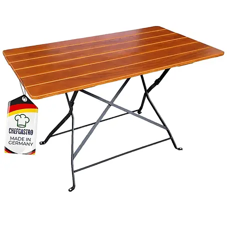 CHEFGASTRO BERGTAL Made in Germany HxBxT 74x120x80cm klappbar wetterfest & UV-beständig Eschenholz Schwarz/Braun 6 Personen