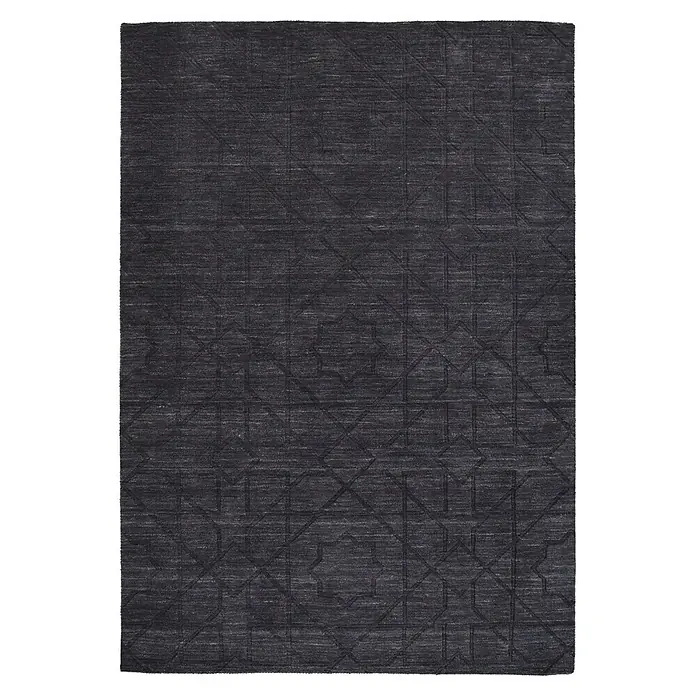 Kayoom Wollteppich Ganges 410 - Anthrazit, 150 x 80 cm, 100 % Wolle - Draufsicht