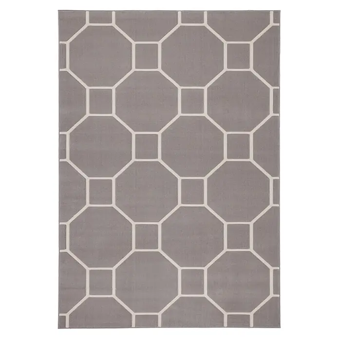 Kayoom Kurzflorteppich Lina 125 - Taupe/Elfenbein, 150 x 80 cm, 100 % Polypropylen - Draufsicht
