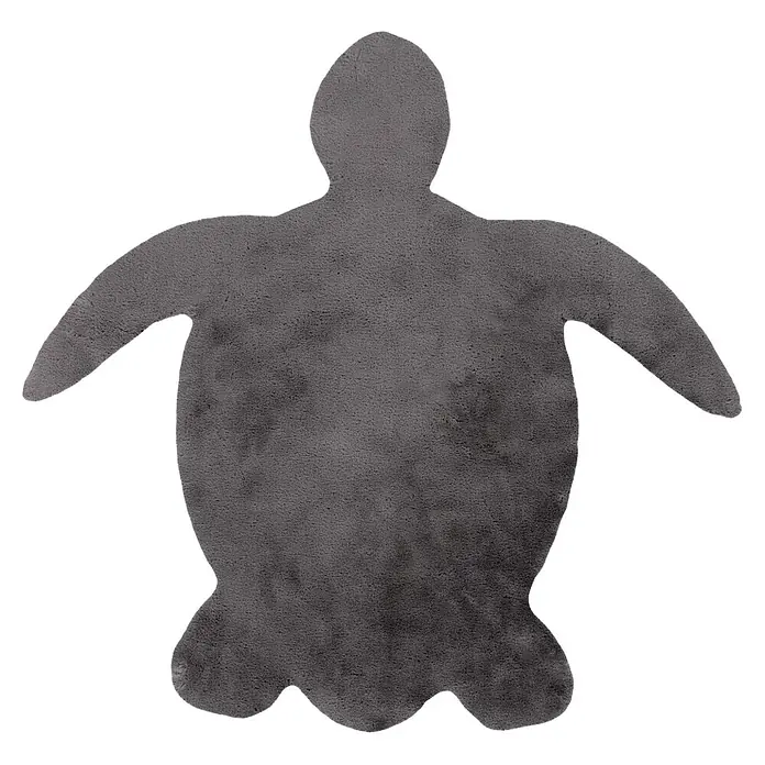 Kayoom Kinderteppich Lille 863 - Grau, 92 x 83 cm, 100 % Polyester - Weicher, grauer Teppich in Schildkrötenform mit Plüschtextur.
