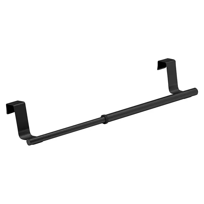 Wenko Handtuchstange - Länge: 260 mm, Schwarz - Schwarze Handtuchstange aus Metall zum Einhängen, mit zwei Haken.