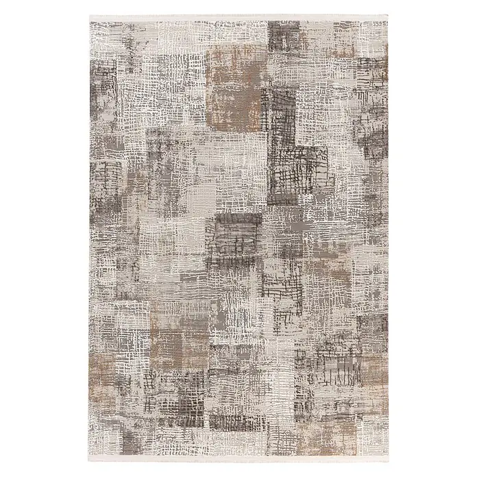 Kayoom Kurzflorteppich Akropolis 425 - Grau/Silber, 150 x 80 cm, 100 % Polyester - Draufsicht
