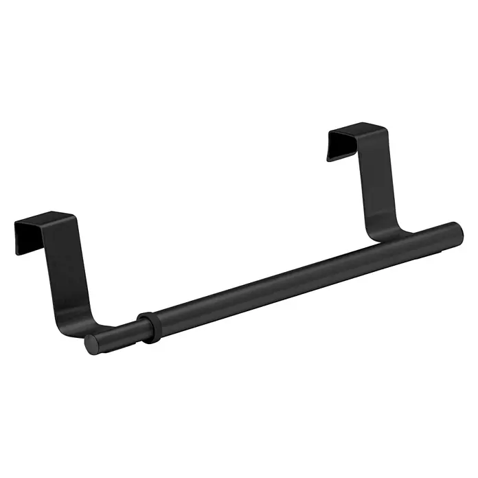 Wenko Handtuchstange - Länge: 260 mm, Schwarz - Schwarze Metall-Handtuchstange zum Einhängen an Türen.
