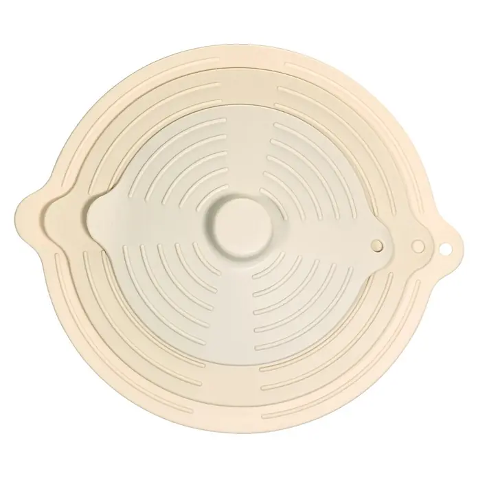 Wenko Deckel Silia - Silikon, Beige, 3 Stk. - Runde, hellbeige Silikonabdeckung mit konzentrischen Ringen, erhöhter Mitte und zwei seitlichen Griffen.