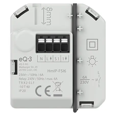 Homematic IP  Aktor Schaltaktor mit Taster­­eingang (6 A) – Unterputz