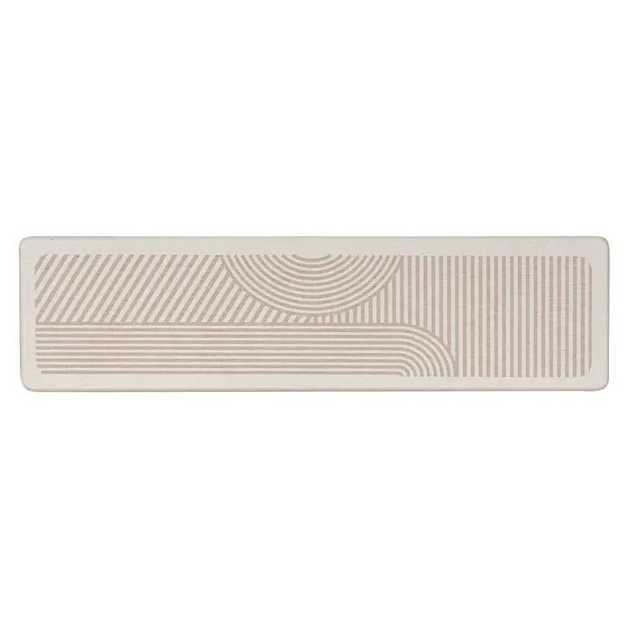 Wenko Abtropfmatte - 300 x 80 mm, Beige - Rechteckige hellbeige Fliese mit abgerundeten Ecken und abstraktem geometrischem Muster aus hellbraunen Linien.