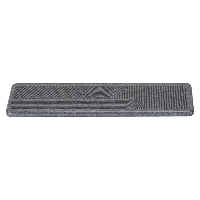 Wenko Abtropfmatte - 300 x 80 mm, Grau - Texturierte dunkelgraue rechteckige Matte mit geometrischen Linienmustern.