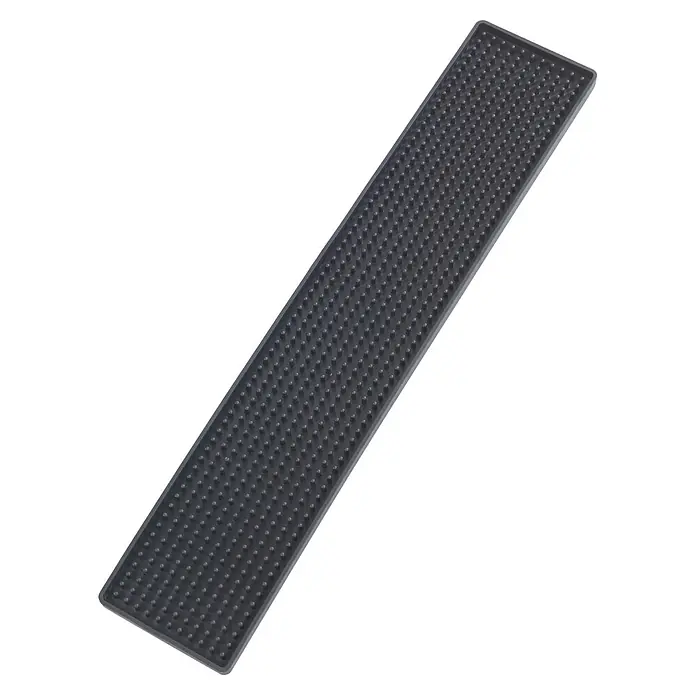 Wenko Abtropfmatte - 460 x 80 mm, Schwarz - Dunkelgraue Gummi-Barmatte mit Noppen für Drainage und Griffigkeit.