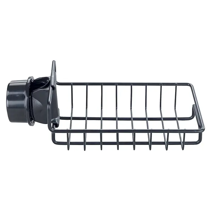 Wenko Spülbecken-Organizer - L x B x H: 21 x 10,5 x 7 cm - Dunkelgrauer Draht-Spülbecken-Organizer mit Befestigungsklammer für Schwämme oder Bürsten.
