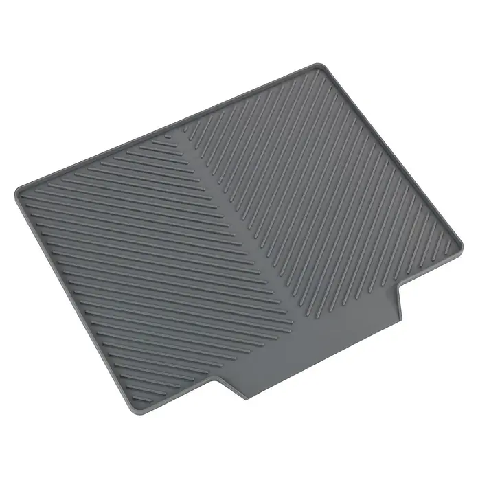 Wenko Abtropfmatte Nelia - 430 x 340 mm, Grau - Graue Silikon-Abtropfmatte mit erhöhten Rillen zum Lufttrocknen von Geschirr.