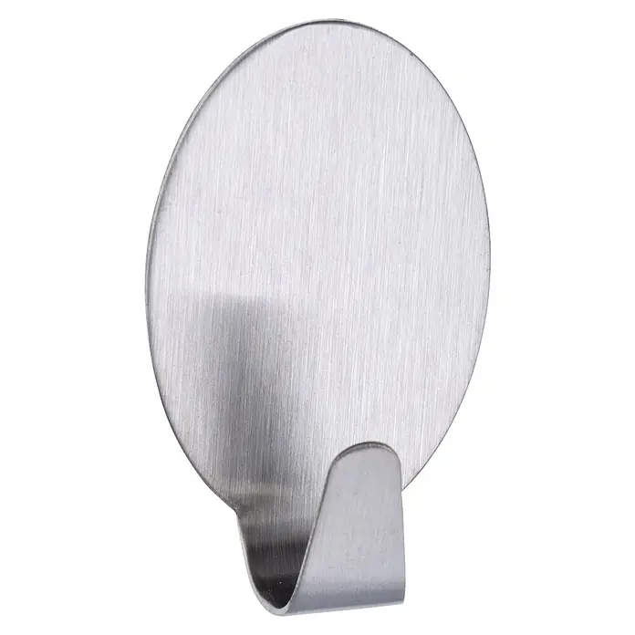 Wenko Wandhaken - L x H: 155 x 20 mm - Ovaler Wandhaken aus gebürstetem Edelstahl.