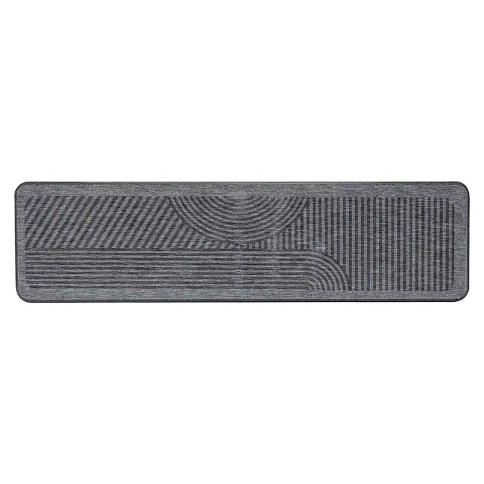 Wenko Abtropfmatte - 300 x 80 mm, Grau - Graue, strukturierte Matte mit abstraktem geometrischem Muster aus diagonalen, gekrümmten und vertikalen dunklen Linien.