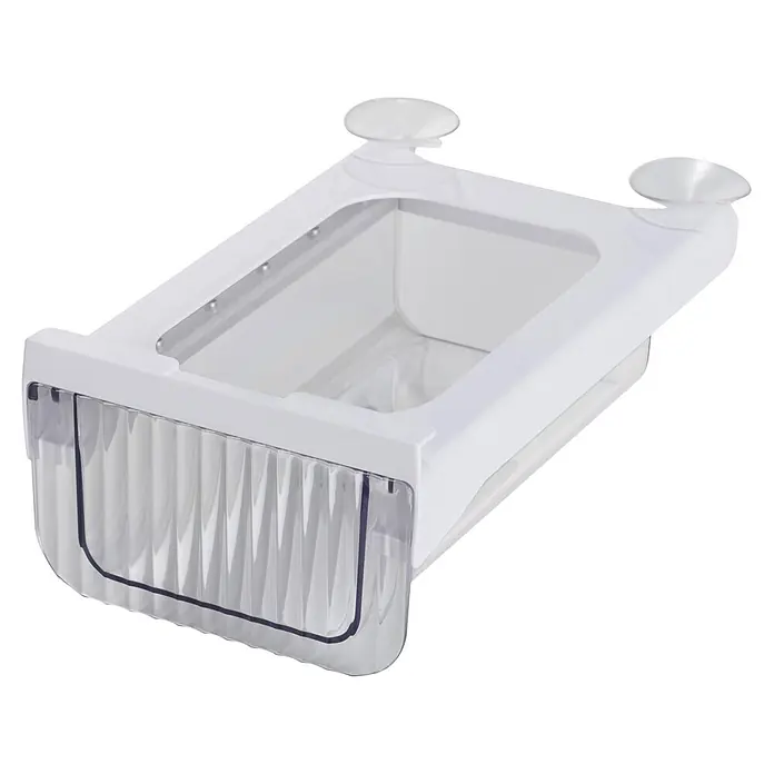 Wenko Kühlschrankorganizer - 280 x 170 x 107 mm, Transparent - Weiße und klare Aquarien-Isolierbox aus Kunststoff mit transparenten Platten und Saugnäpfen.