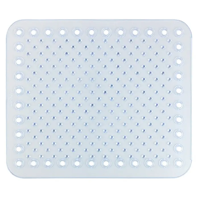 Wenko Abtropfmatte - 420 x 360 mm, Transparent - Transparente Anti-Rutsch-Badematte mit zahlreichen sichtbaren Saugnäpfen für sicheren Halt.