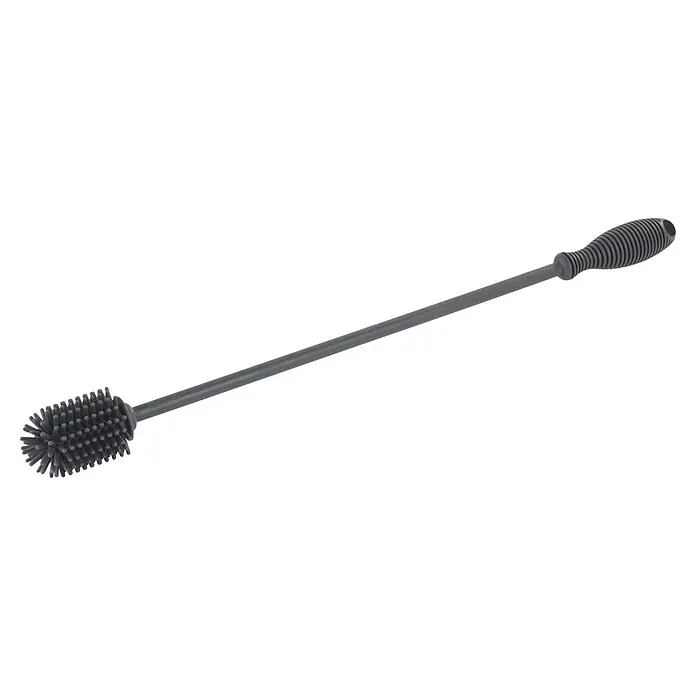 Wenko Spülbürste - Länge: 38 cm, Silikon - Lange dunkelgraue Silikon-Flaschenbürste mit Borstenkopf und geripptem Griff zur Flaschenreinigung.