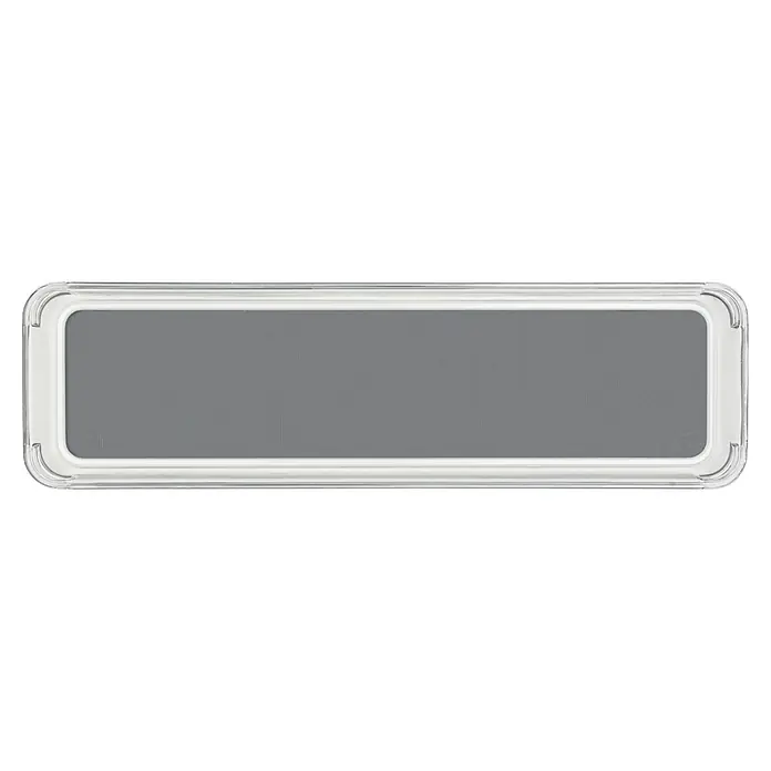 Wenko Schubladeneinsatz - L x B x H: 325 x 93 x 45 mm, Grau - Transparenter rechteckiger Kunststoff-Etikettenhalter mit abgerundeten Ecken und geripptem grauen Einsatz.