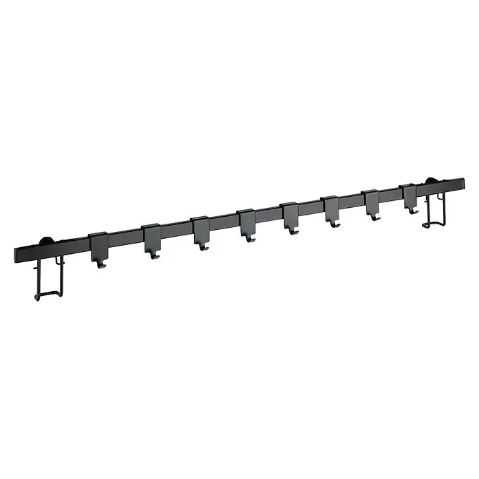 Wenko Hakenleiste Gala - Länge: 60 cm - Schwarze Wandgarderobe aus Metall mit mehreren verschiebbaren Haken.