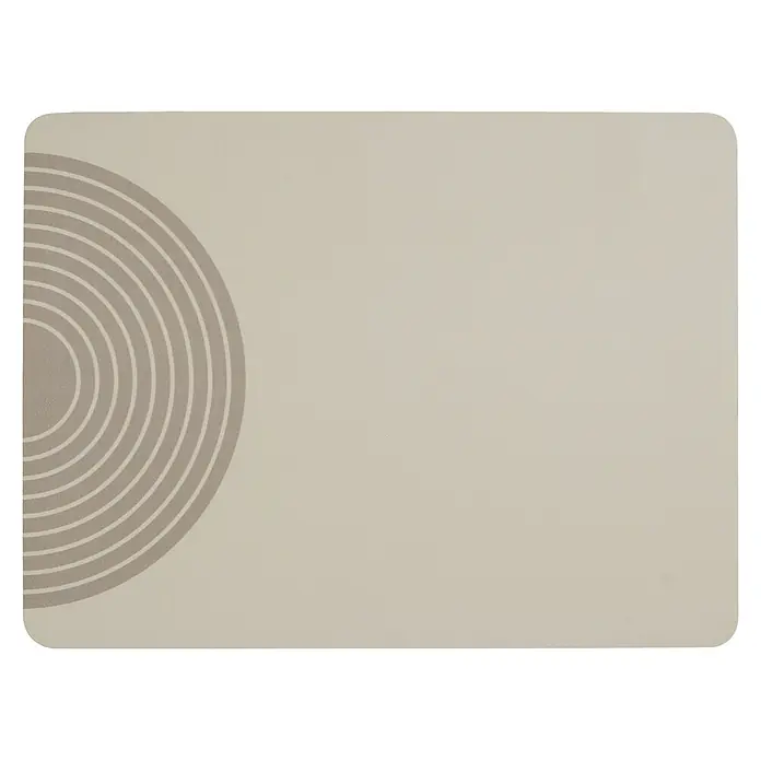 Wenko Abtropfmatte Dima - 60 x 60 mm, Beige - Helle beige Matte mit abgerundeten Ecken und einem dunkleren beigen konzentrischen Bogenmuster links.