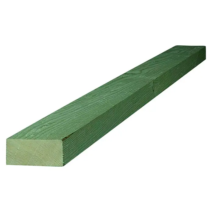 Holzlatte - 200 x 4,8 x 2,4 cm, Fichte - Grünes, druckimprägniertes Bauholz mit deutlicher Maserung, ideal für den Außenbereich, garantiert Langlebigkeit und Stabilität.