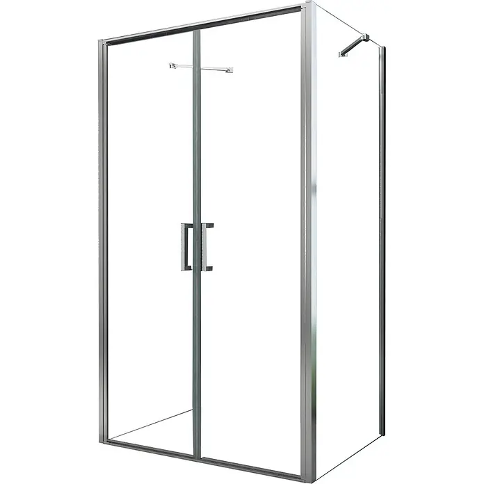 Glasdeals U-Duschkabine SYSTEMS 90 x 90 cm - 90 x 90 cm, Beschichtet, Klarglas / Chrom - Moderne Glasduschkabine mit verchromtem Aluminiumrahmen und Griffen.