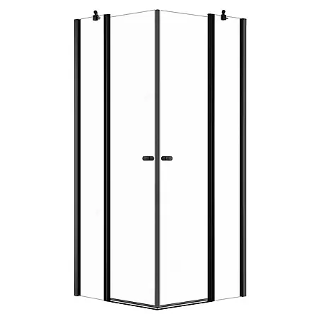 SCHÖNER WOHNEN-Kollektion  Duschwand Gretia Eckeinstieg 90x200 cm Mattschwarz Glas Klar