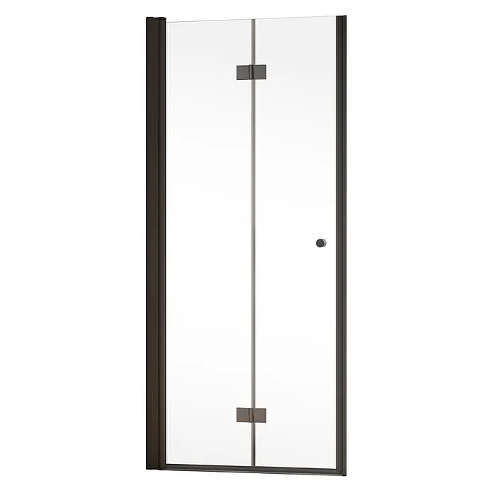 SCHÖNER WOHNEN-Kollektion Duschwand Gretia Drehfalttür in Nische L 90x200 cm Mattschwarz - Beschichtet, Mattschwarz