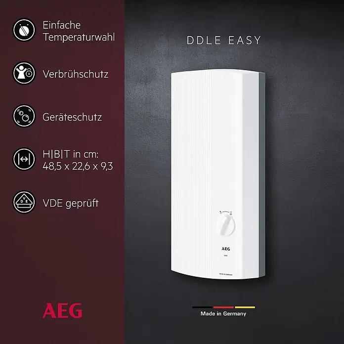 AEG Durchlauferhitzer DDLE Easy - 21 kW, Elektronisch - Informationsansicht
