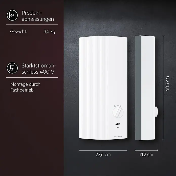 AEG Durchlauferhitzer DDLE Easy - 21 kW, Elektronisch - Informationsansicht