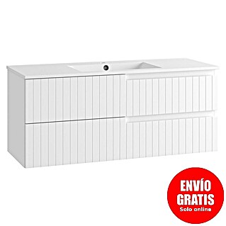 Mueble de lavabo Claire (L x An x Al: 45 x 120 x 50 cm, Blanco, 1 seno, salida central, Número de cajones: 2 ud.)