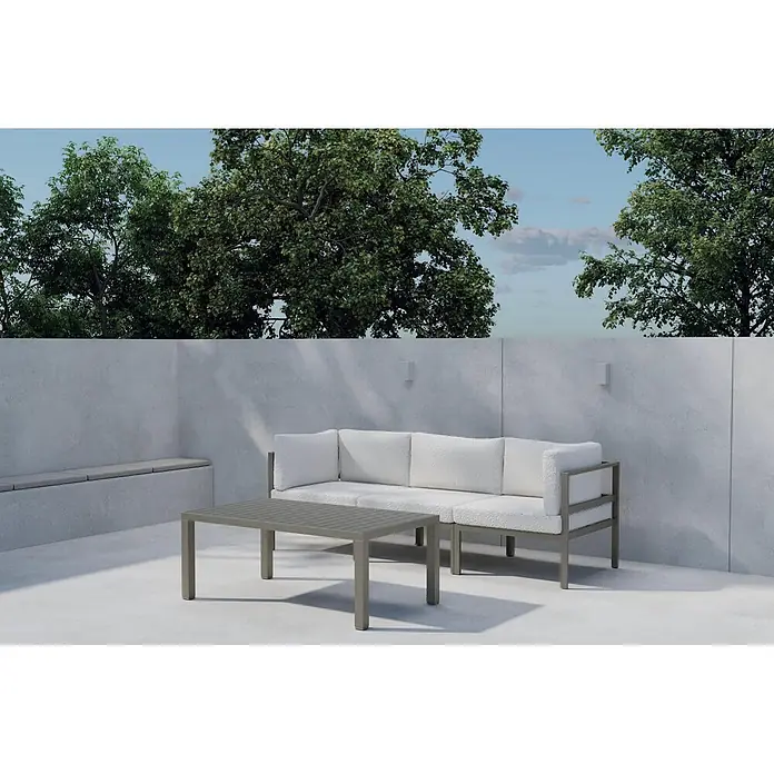 Ebuy24 Loungesofa Copacabana - B x T x H: 120 x 70 x 45 cm, Aluminium, 100% Bouclé.