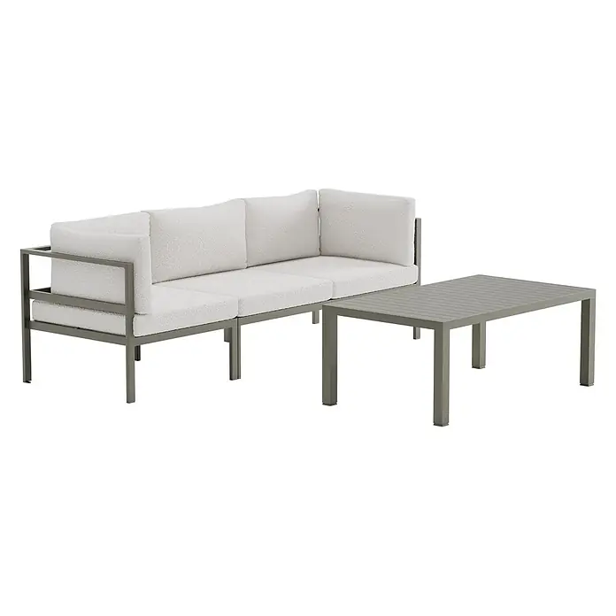 Ebuy24 Loungesofa Copacabana - B x T x H: 120 x 70 x 45 cm, Aluminium, 100% Bouclé.