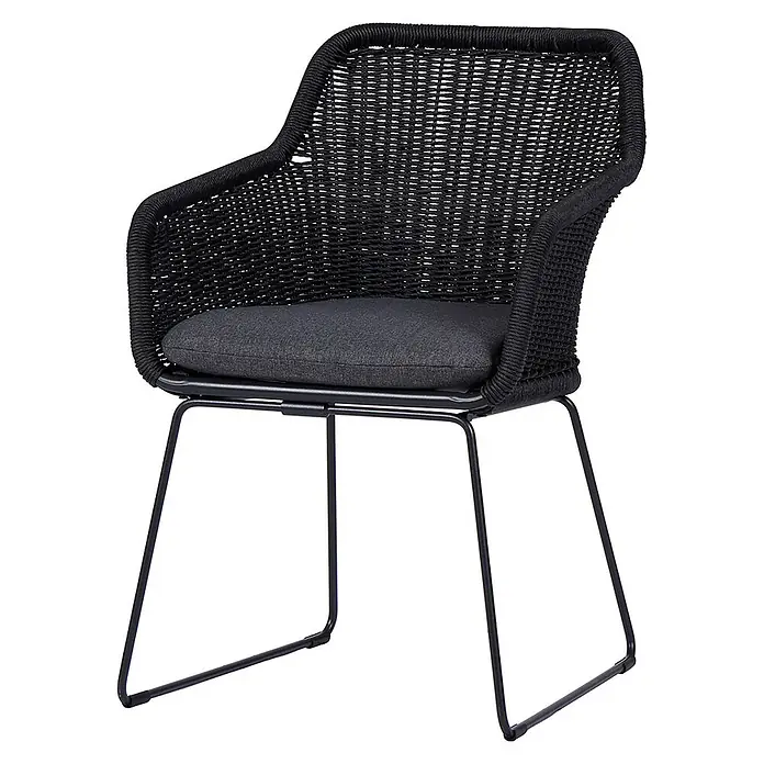 Ebuy24 Gartenstuhl Sif 4er-Set - 4 Stk., Metall Polyester Rattan, Grau, B x T x H: 56 x 65 x 84 cm
