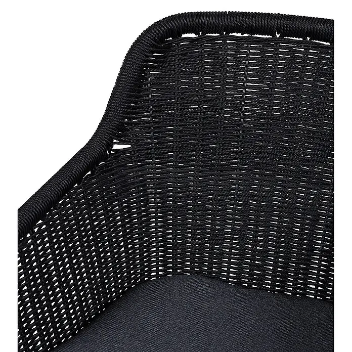 Ebuy24 Gartenstuhl Sif 4er-Set - 4 Stk., Metall Polyester Rattan, Grau, B x T x H: 56 x 65 x 84 cm