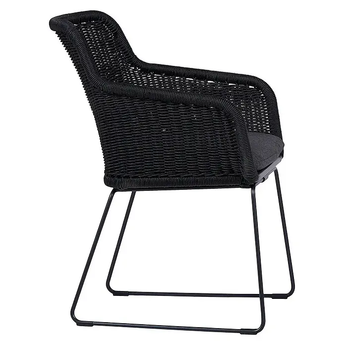 Ebuy24 Gartenstuhl Sif 4er-Set - 4 Stk., Metall Polyester Rattan, Grau, B x T x H: 56 x 65 x 84 cm
