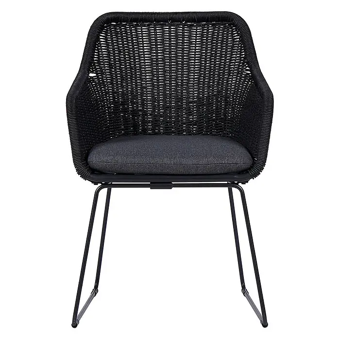 Ebuy24 Gartenstuhl Sif 4er-Set - 4 Stk., Metall Polyester Rattan, Grau, B x T x H: 56 x 65 x 84 cm