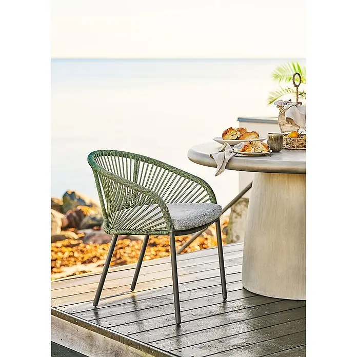 Ebuy24 Gartenstuhl Noomi 2er-Set - 2 Stk., Aluminium, Polyester, Grün, B x T x H: 64 x 58 x 77 cm