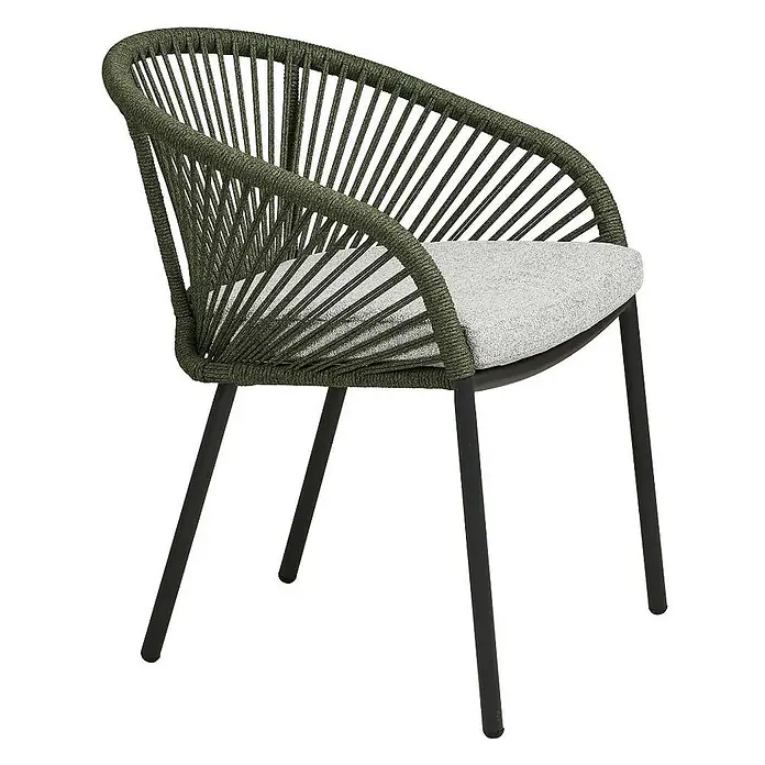 Ebuy24 Gartenstuhl Noomi 2er-Set - 2 Stk., Aluminium, Polyester, Grün, B x T x H: 64 x 58 x 77 cm