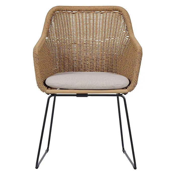 Ebuy24 Gartenstuhl Sif 4er-Set - 4 Stk., Polyester Rattan Stahl, Natur, B x T x H: 56 x 65 x 84 cm