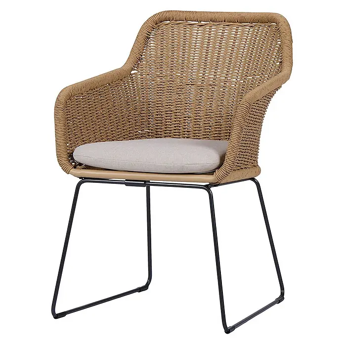 Ebuy24 Gartenstuhl Sif 4er-Set - 4 Stk., Polyester Rattan Stahl, Natur, B x T x H: 56 x 65 x 84 cm