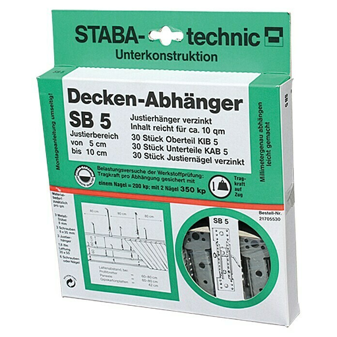 Staba Deckenabhänger SB 5Verstellbar: 5 cm - 10 cm, 30 Stk. Right Side View