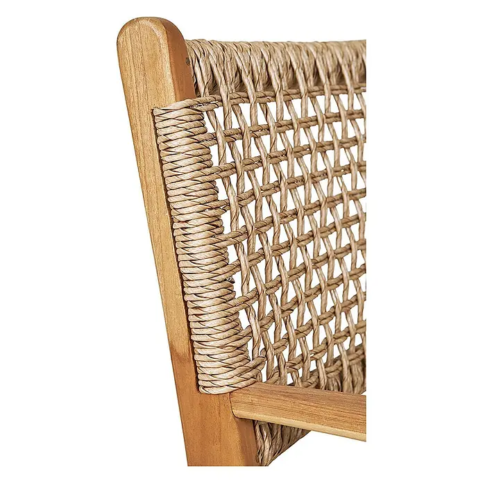 Ebuy24 Gartenstuhl Derby 2er-Set - 2 Stk., Massiv Teakholz, PE Rattan, Natur, B x T x H: 50 x 54 x 85 cm