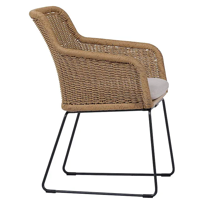 Ebuy24 Gartenstuhl Sif 4er-Set - 4 Stk., Polyester Rattan Stahl, Natur, B x T x H: 56 x 65 x 84 cm