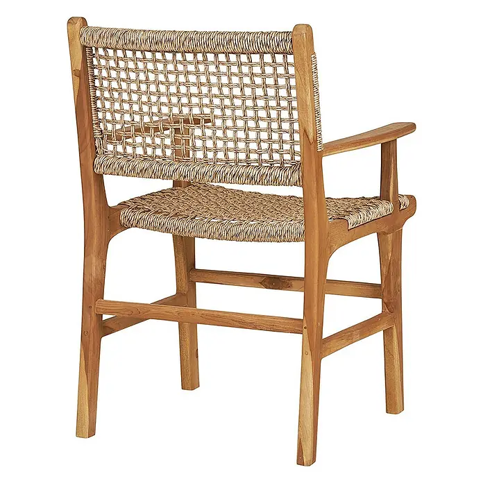 Ebuy24 Gartenstuhl Derby 2er-Set - 2 Stk., Massiv Teakholz, PE Rattan, Natur, B x T x H: 50 x 54 x 85 cm