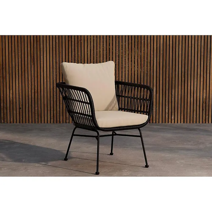 Ebuy24 Gartenstuhl Isola - 1 Stk., Stahl, Schwarz, B x T x H: 67 x 67 x 71 cm
