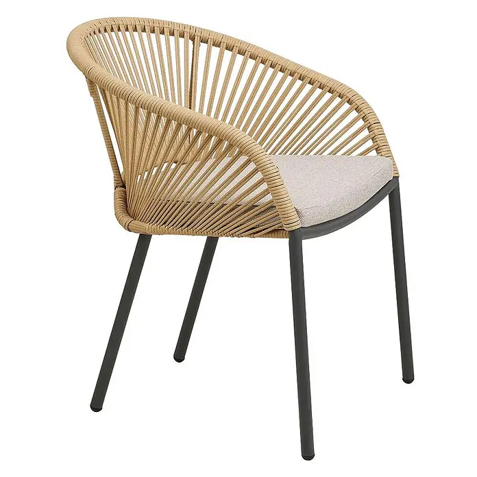 Ebuy24 Gartenstuhl Noomi 2er-Set - 2 Stk., Aluminium, Polyester, Sandfarben, B x T x H: 64 x 58 x 77 cm