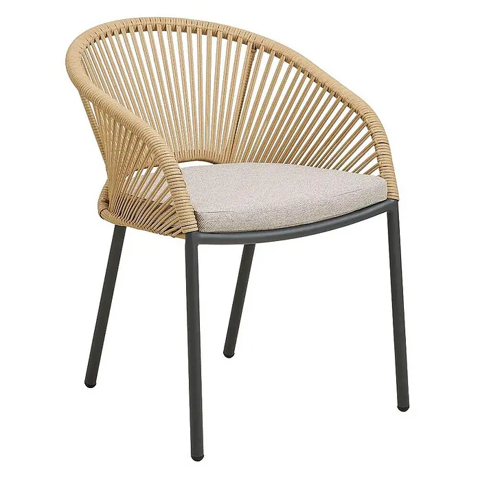 Ebuy24 Gartenstuhl Noomi 2er-Set - 2 Stk., Aluminium, Polyester, Sandfarben, B x T x H: 64 x 58 x 77 cm