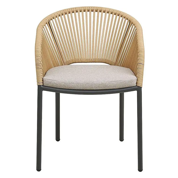 Ebuy24 Gartenstuhl Noomi 2er-Set - 2 Stk., Aluminium, Polyester, Sandfarben, B x T x H: 64 x 58 x 77 cm
