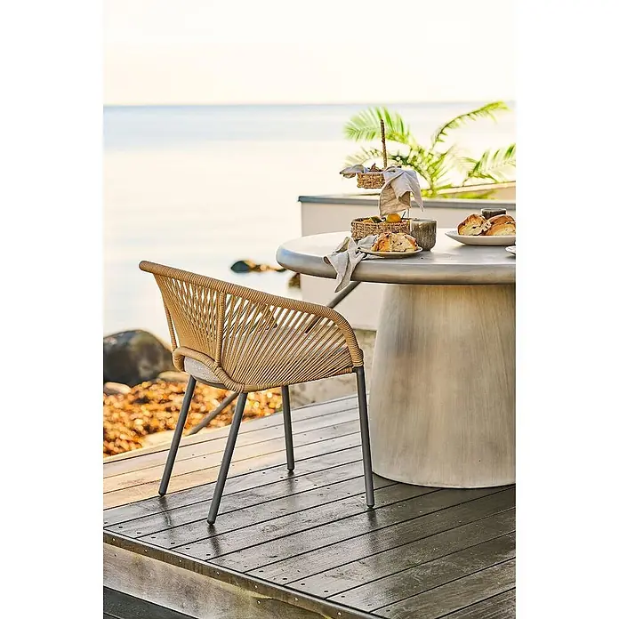 Ebuy24 Gartenstuhl Noomi 2er-Set - 2 Stk., Aluminium, Polyester, Sandfarben, B x T x H: 64 x 58 x 77 cm